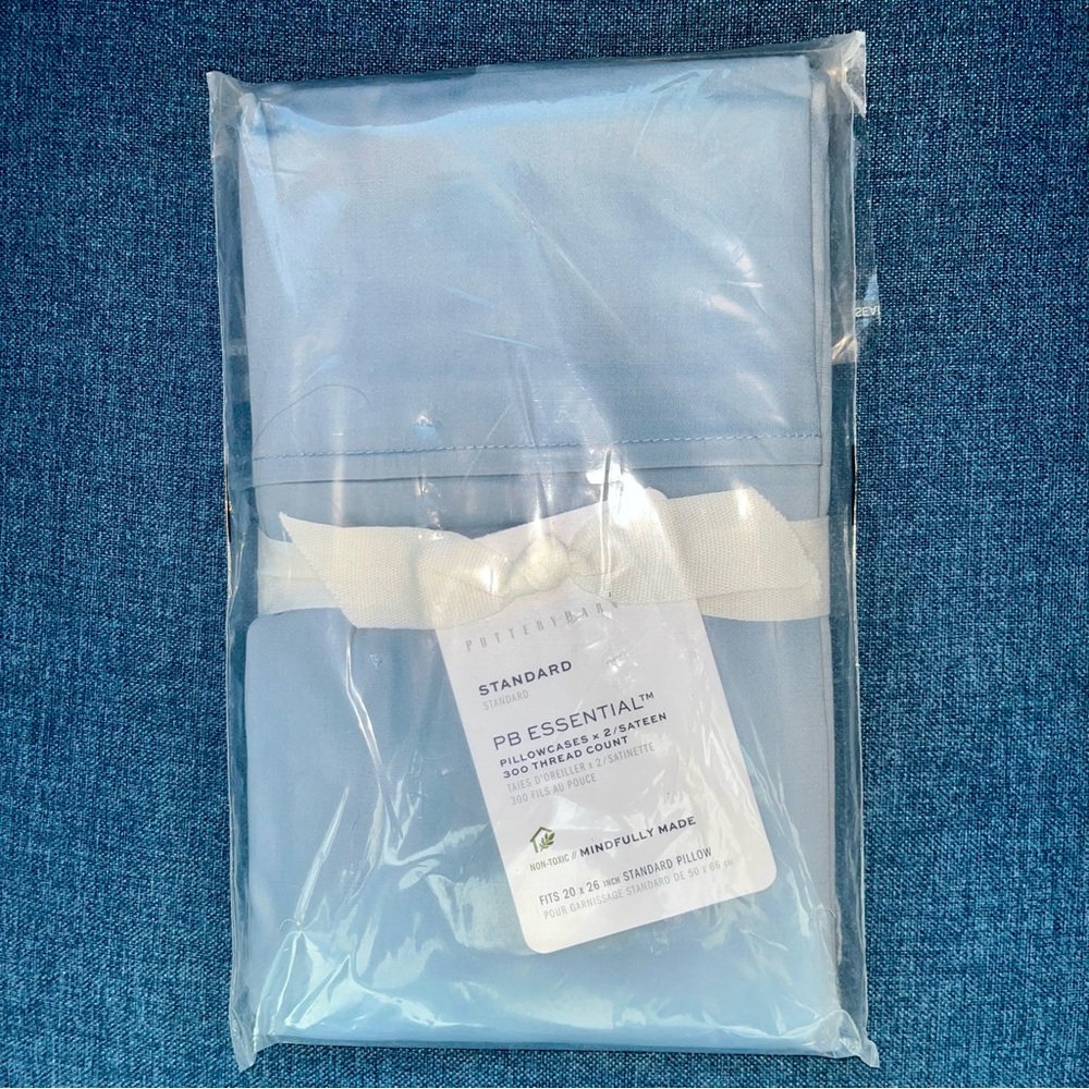 Pottery Barn Light Blue Standard Pillow Cover Pair